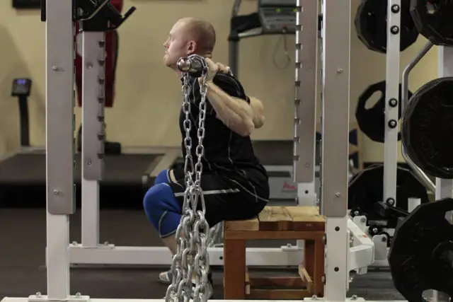 Box Squat with Chains 2