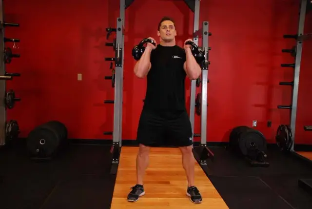 Front Squats With Two Kettlebells — Start
