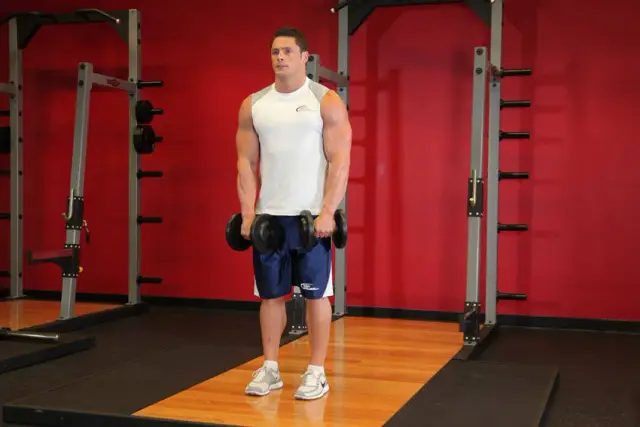 Front Two-Dumbbell Raise — Start