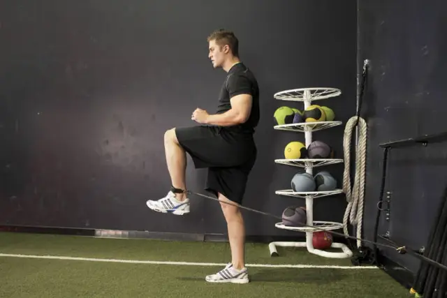Hip Flexion with Band — End