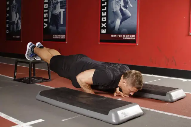 Incline Push-Up Depth Jump — Start