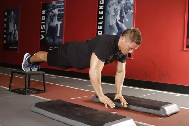 Incline Push-Up Depth Jump — End
