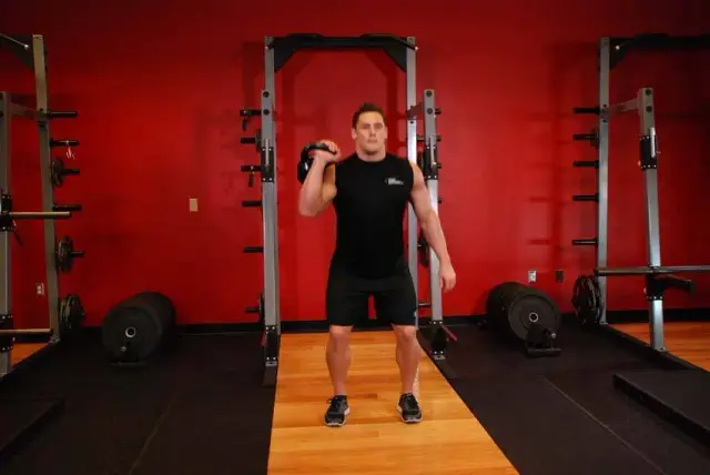One-Arm Kettlebell Split Jerk — End