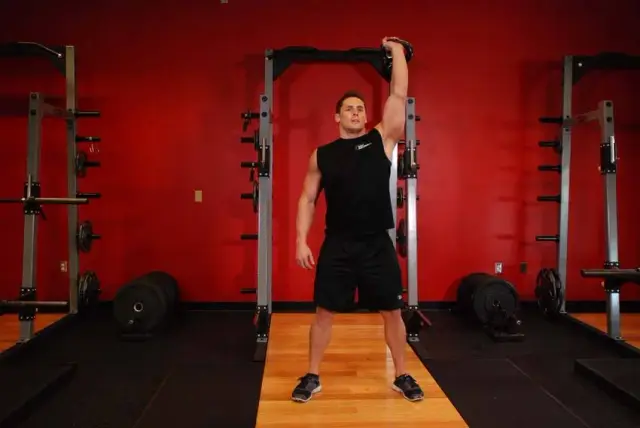 One-Arm Overhead Kettlebell Squats — Start