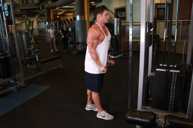 Reverse Grip Triceps Pushdown — End