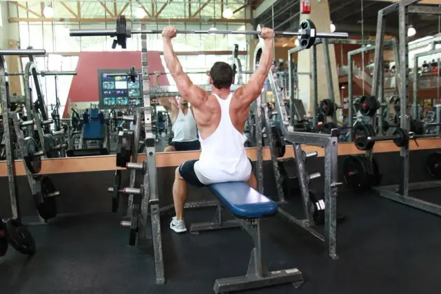 Seated Barbell Military Press — End