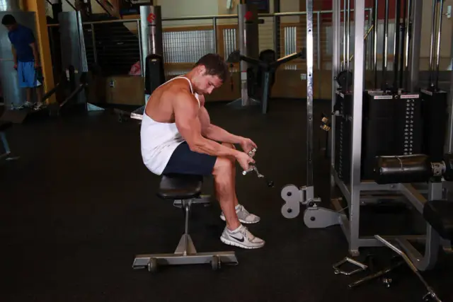 Seated Two-Arm Palms-Up Low-Pulley Wrist Curl 1