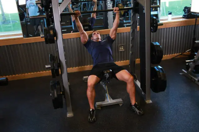 Smith Incline Shoulder Raise — End