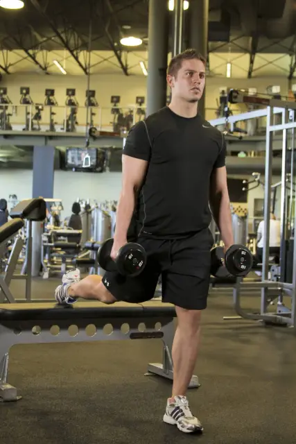 Split Squat with Dumbbells — Start