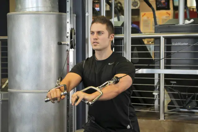 Standing Cable Chest Press — End