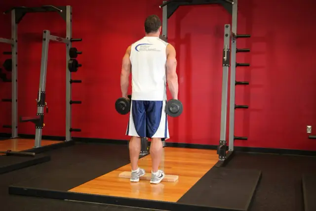 Standing Dumbbell Calf Raise — Start