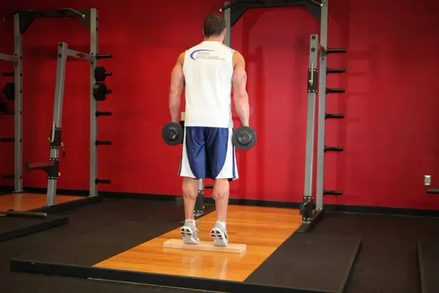 Standing Dumbbell Calf Raise — End