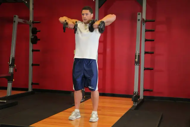 Standing Dumbbell Upright Row — Start