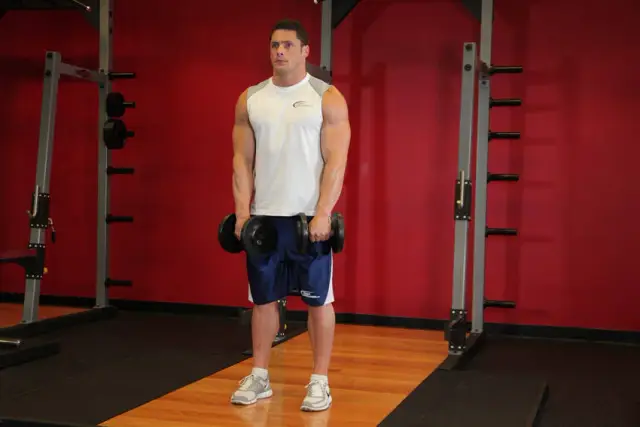 Standing Dumbbell Upright Row — End