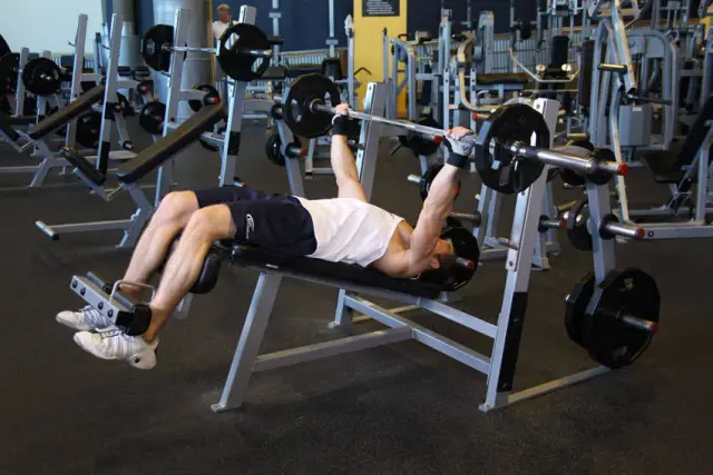 Wide-Grip Decline Barbell Bench Press 1
