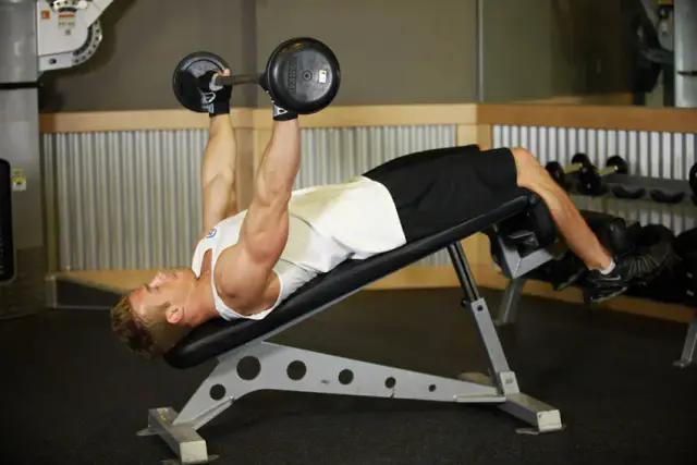 Wide-Grip Decline Barbell Pullover 1